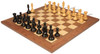 New Exclusive Staunton Chess Set Ebonized & Boxwood Pieces with Walnut & Maple Deluxe Board - 4" King