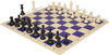 Archer's Bag Standard Club Plastic Chess Set Black & Ivory Pieces - Blue