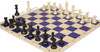 Archer's Bag Standard Club Plastic Chess Set Black & Ivory Pieces - Blue