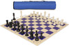 Archer's Bag Master Series Double-Weighted Plastic Chess Set - Black & Ivory Pieces - Blue