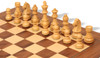 German Knight Staunton set 3.75″ king, walnut maple board with triple inlay delimiter