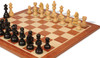 German Knight Staunton Chess Set Ebonized & Boxwood Pieces with Sunrise Mahogany Board - 3.75" King