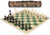 Archer's Bag Standard Club Triple Weighted Plastic Chess Set Black & Ivory Pieces - Camo