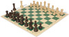 German Knight Carry-All Plastic Chess Set Wood Grain Pieces with Vinyl Rollup Board – Green