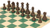 German Knight Carry-All Plastic Chess Set Wood Grain Pieces with Vinyl Rollup Board – Green