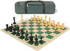 Master Series Carry-All Plastic Chess Set Black & Camel Pieces with Vinyl Rollup Board - Green