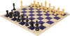 Master Series Carry-All Triple Weighted Plastic Chess Set Black & Camel Pieces with Vinyl Rollup Board - Blue