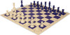 Standard Club Carry-All Plastic Chess Set Blue & Ivory Pieces with Vinyl Rollup Board - Blue