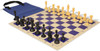 Master Series Easy-Carry Plastic Chess Set Black & Camel Pieces with Vinyl Rollup Board - Blue