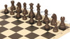 German Knight Easy-Carry Plastic Chess Set Wood Grain Pieces with Vinyl Rollup Board – Black