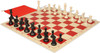 Standard Club Classroom Plastic Chess Set Black & Ivory Pieces with Vinyl Rollup Board - Red