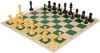 Master Series Classroom Triple Weighted Plastic Chess Set Black & Camel Pieces with Vinyl Rollup Board - Green