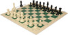 Professional Plastic Chess Set Black & Ivory Pieces with Vinyl Rollup Board – Green