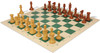 Professional Plastic Chess Set Wood Grain Pieces with Vinyl Rollup Board – Green