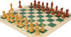 Professional Plastic Chess Set Wood Grain Pieces with Vinyl Rollup Board – Green