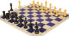 Master Series Plastic Chess Set Black & Camel Pieces with Vinyl Rollup Board - Blue