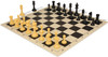 Master Series Triple Weighted Plastic Chess Set Black & Camel Pieces with Vinyl Rollup Board - Black