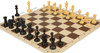 Master Series Triple Weighted Plastic Chess Set Black & Camel Pieces with Vinyl Rollup Board - Brown