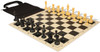 Master Series Easy-Carry Triple Weighted Plastic Chess Set Black & Camel Pieces with Vinyl Rollup Board - Black