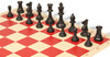 Standard Club Classroom Double-Weighted Plastic Chess Set - Black & Ivory Pieces with Vinyl Roll-up Board - Red