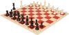 Archer's Bag Standard Club Double-Weighted Plastic Chess Set - Black & Ivory Pieces - Red