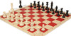 Archer's Bag Standard Club Double-Weighted Plastic Chess Set - Black & Ivory Pieces - Red