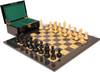 Deluxe Old Club Staunton Chess Set Ebony & Boxwood Pieces with Black & Ash Burl Chess Board & Box - 3.25" King
