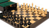 New Exclusive Staunton Chess Set Ebony & Boxwood Pieces with Black & Ash Burl Board & Box - 4" King
