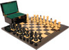 Vienna Coffee House Antique Reproduction Chess Set High Gloss Black & Boxwood Pieces with Black & Ash Burl Board & Box - 4" King