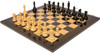 British Staunton Chess Set Ebonized & Boxwood Pieces with Black & Ash Burl Board & Box - 4" King