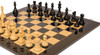 British Staunton Chess Set Ebonized & Boxwood Pieces with Black & Ash Burl Board & Box - 4" King