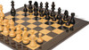 Queen's Gambit Chess Set Ebonized & Boxwood Pieces with Black & Ash Burl Board & Box - 3.75" King