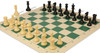 Conqueror Deluxe Carry-All Plastic Chess Set Black & Camel Pieces with Rollup Board - Lime Green