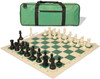 Professional Deluxe Carry-All Plastic Chess Set Black & Ivory Pieces with Vinyl Roll-up Board & Bag – Lime Green