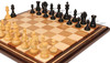 Hengroen Staunton Chess Set Ebony & Boxwood Pieces with Mission Craft Zebra Wood, Maple & Walnut Board - 4.6" King