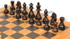 German Knight Staunton Chess Set Ebonized & Boxwood Pieces with Olive Wood & Black Deluxe Board - 3.75" King