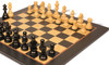 German Knight Staunton Chess Set Ebonized & Boxwood Pieces with The Queen's Gambit Board - 3.25" King