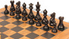 Parker Staunton Chess Set Ebonized & Boxwood Pieces with Olive Wood & Black Board- 3.75" King
