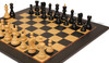 Zagreb Series Chess Set Ebony & Boxwood Pieces with The Queen's Gambit Chess Board - 3.875" King