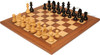 German Knight Staunton Chess Set Ebonized & Boxwood Pieces with Walnut & Maple Deluxe Board & Box - 3.75" King