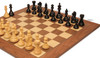 Fierce Knight Staunton Chess Set Ebony & Boxwood Pieces with Walnut & Maple Deluxe Board & Box - 4" King