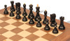 Zagreb Series Chess Set Ebonized & Boxwood Pieces with Walnut & Maple Deluxe Board & Box - 3.875" King