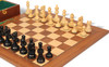 Deluxe Old Club Staunton Chess Set Ebony & Boxwood Pieces with Walnut & Maple Deluxe Board & Box - 3.75" King