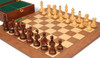 Dubrovnik Staunton Chess Set Golden Rosewood & Boxwood Pieces with Walnut & Maple Deluxe Board & Box - 3.9" King