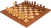 French Lardy Staunton Chess Set Acacia & Boxwood Wood Pieces with Walnut & Maple Deluxe Board & Box - 3.75" King