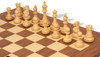 British Staunton Chess Set Ebonized & Boxwood Pieces with Walnut & Maple Deluxe Board & Box - 4" King
