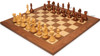 Fierce Knight Staunton Chess Set Golden Rosewood & Boxwood Pieces with Walnut & Maple Deluxe Board - 3.5" King
