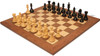 Fierce Knight Staunton Chess Set Ebonized & Boxwood Pieces with Walnut & Maple  Deluxe Board - 3.5" King