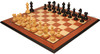 Hallett Antique Reproduction Chess Set Ebony & Boxwood Pieces with Mahogany & Maple Molded Edge Board - 4" King