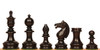 Hallett Antique Reproduction Chess Set Ebony & Boxwood Pieces with Mahogany & Maple Molded Edge Board - 4" King